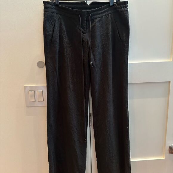 Gavin black linen wide leg drawstring pants- size 6 - Picture 1 of 10